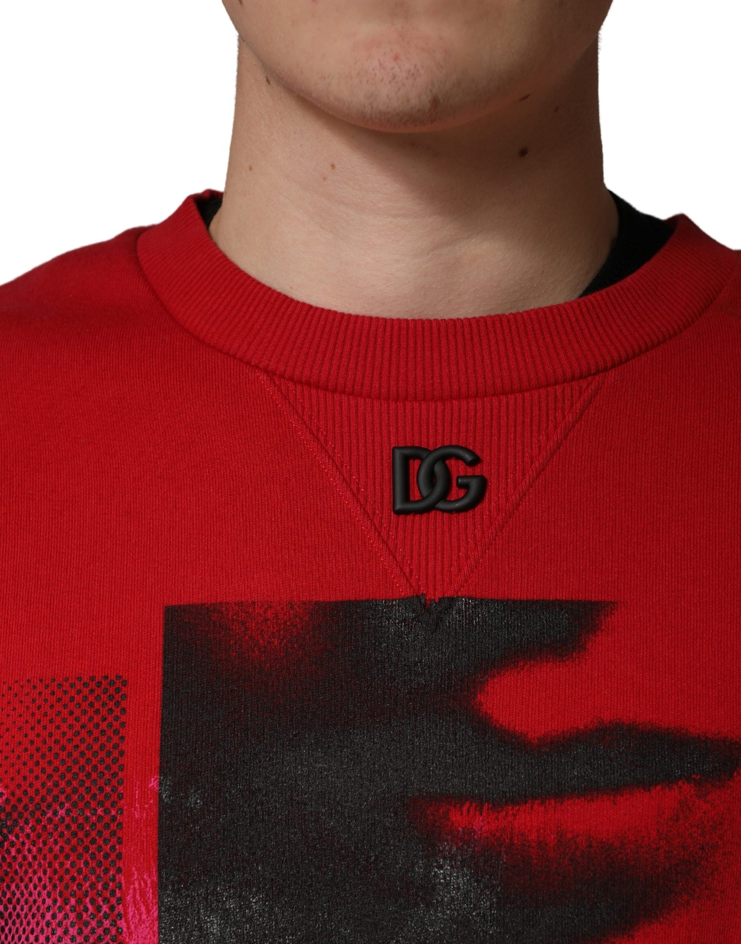Dolce & Gabbana Red Abstract Graphic Crew Neck Sweatshirt for Men