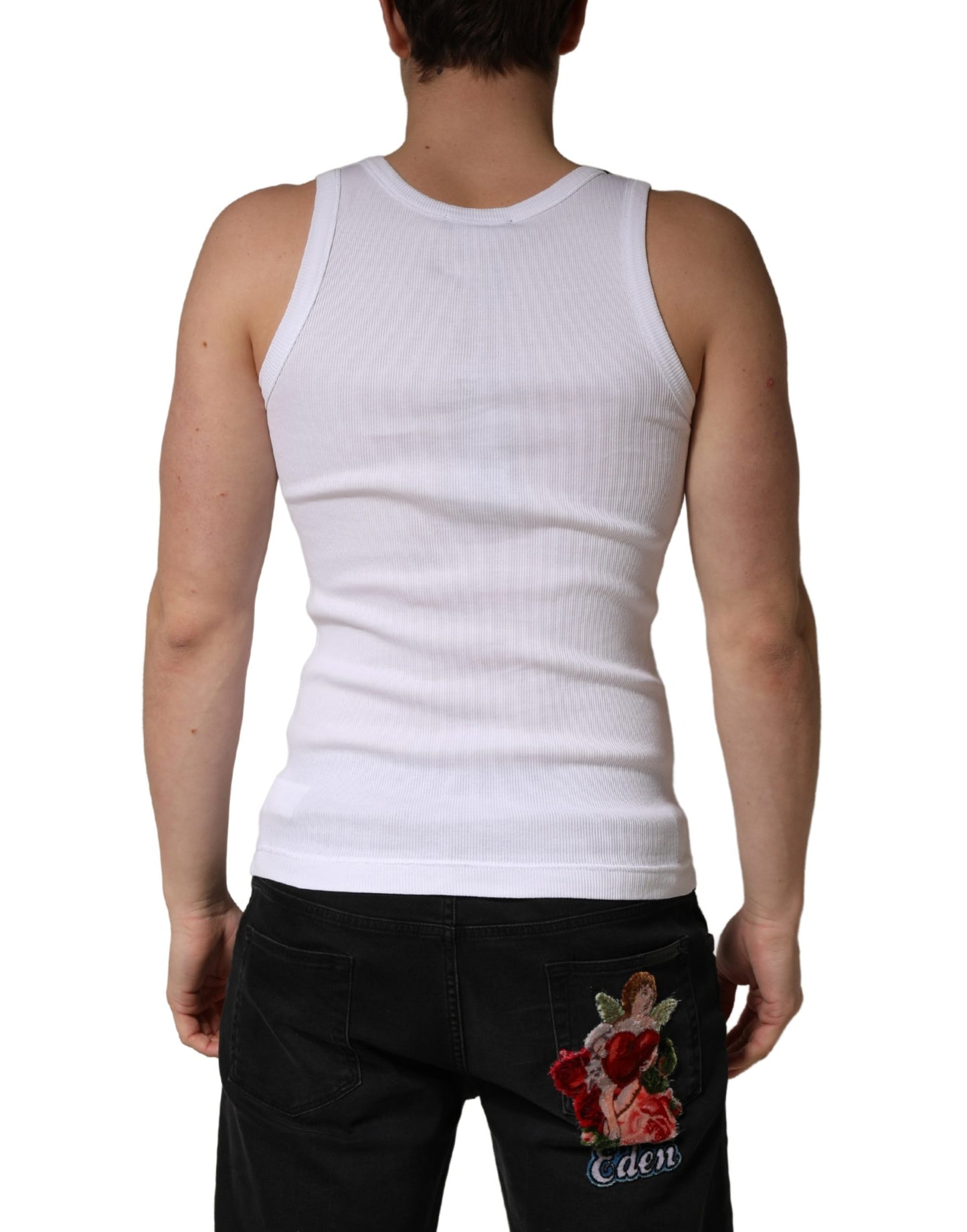 Dolce & Gabbana White Sleeveless Round Neck Tank Top T-shirt