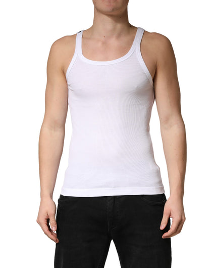 Dolce & Gabbana White Sleeveless Round Neck Tank Top T-shirt