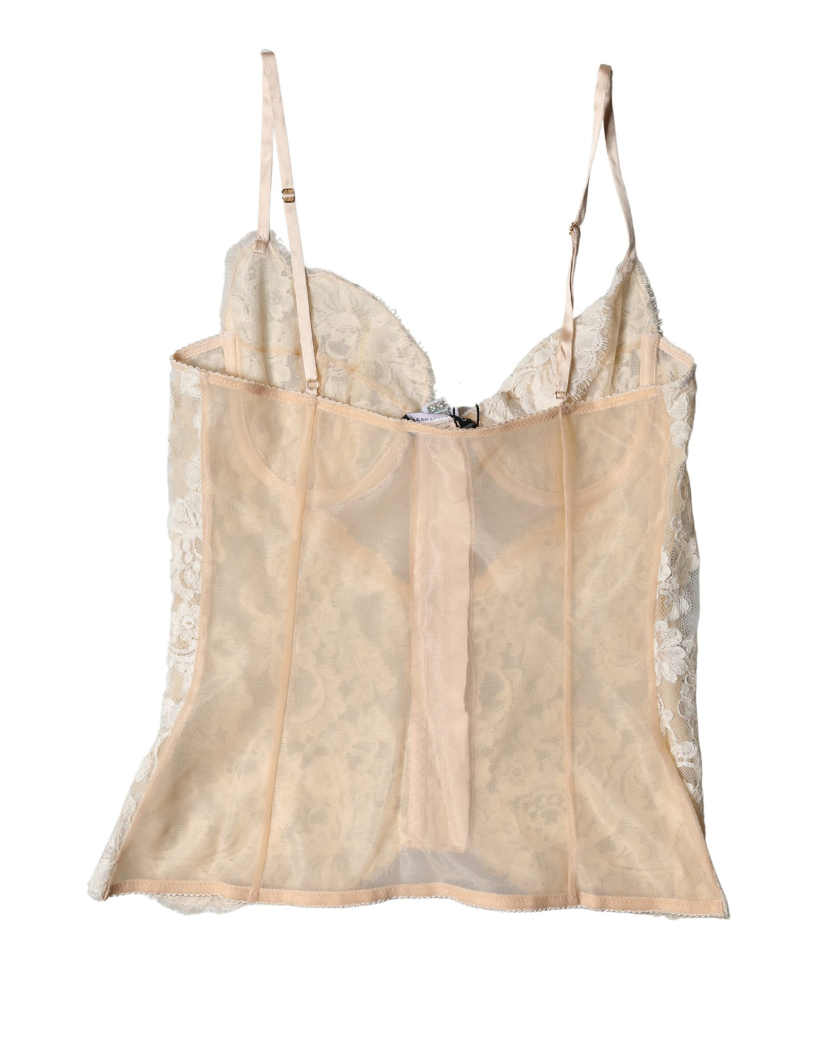 Dolce & Gabbana Beige Floral Lace Bustier Corset Top