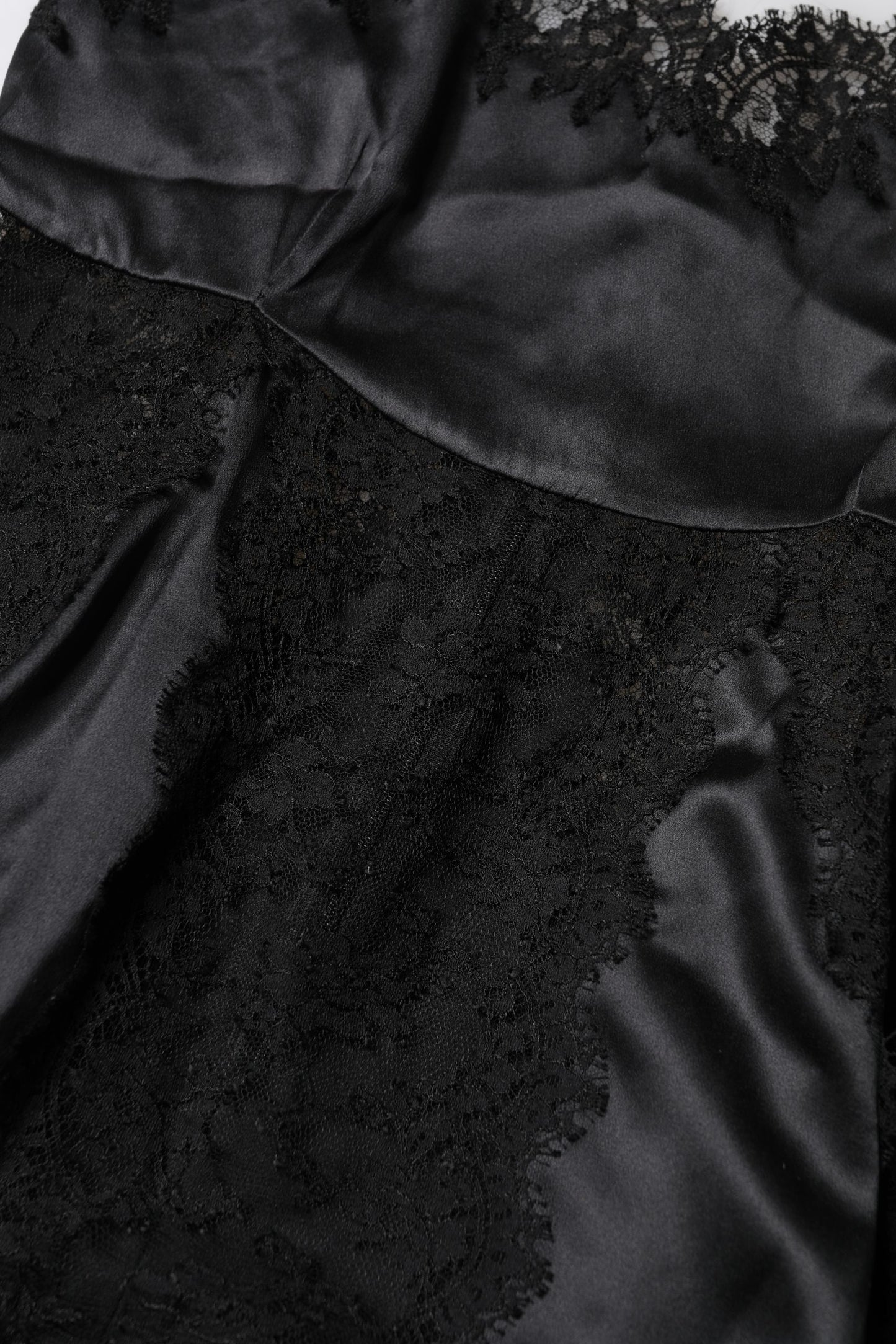 Dolce & Gabbana Black Silk Lace Trim Lingerie Top