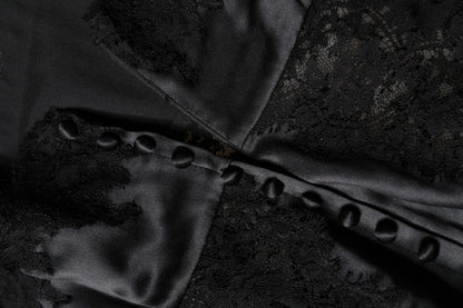 Dolce & Gabbana Black Silk Lace Trim Lingerie Top