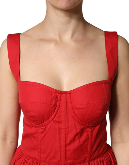 Dolce & Gabbana Red Cotton A-Line Sleeveless Mini Dress
