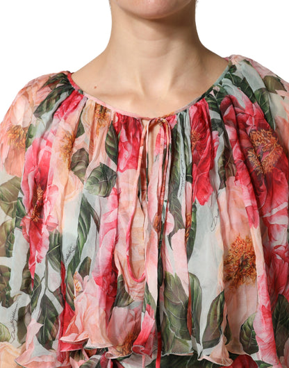 Dolce & Gabbana Multicolor Floral Silk Layered Maxi Dress