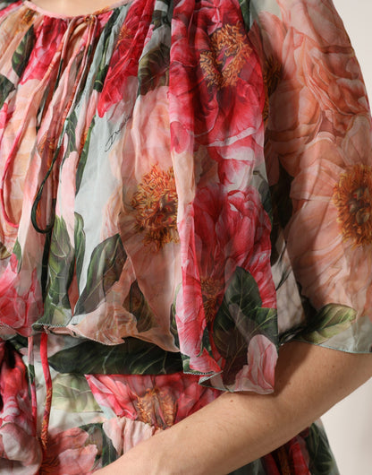 Dolce & Gabbana Multicolor Floral Silk Layered Maxi Dress