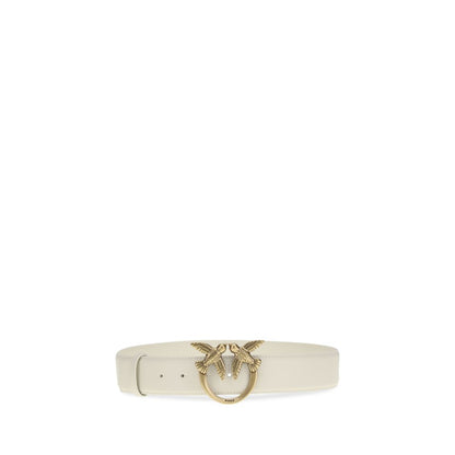PINKO White Calf Leather Love Berry Belt