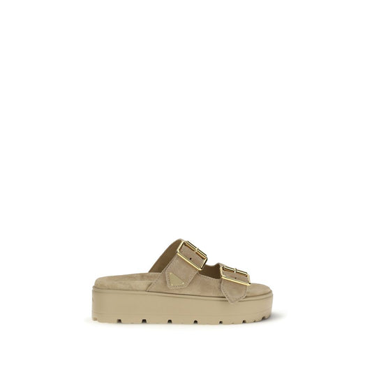 Prada Beige Calf Leather Platform Sandals