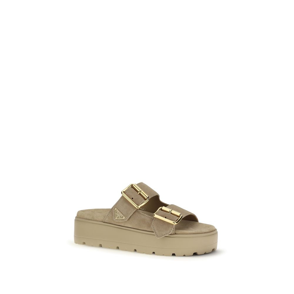 Prada Beige Calf Leather Platform Sandals