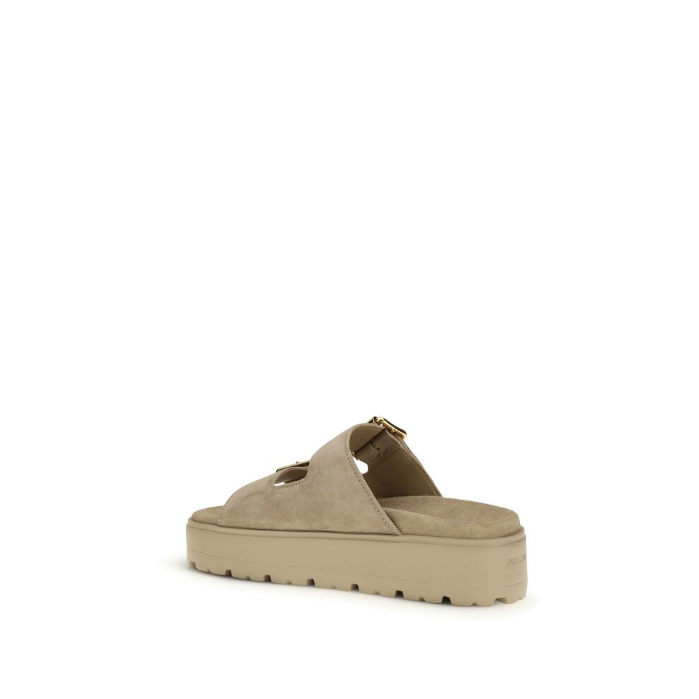 Prada Beige Calf Leather Platform Sandals