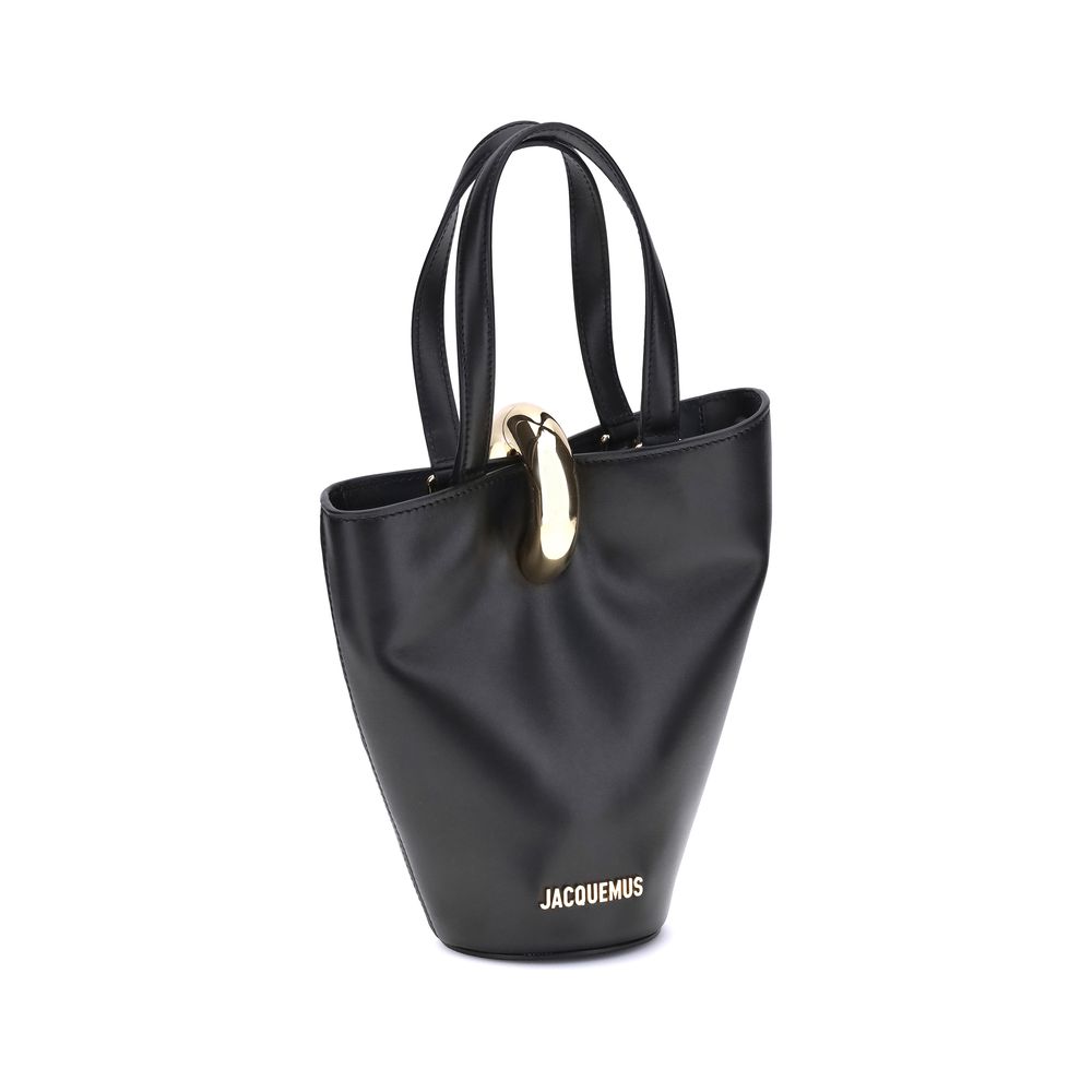 Jacquemus Black Smooth Leather La Bambola Small Bucket Bag