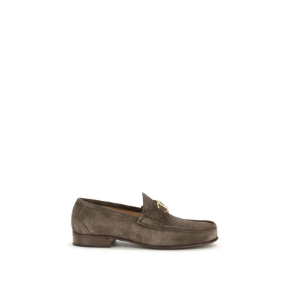 Valentino Garavani Brown Calf Leather VLogo Signature Slip-On Loafers