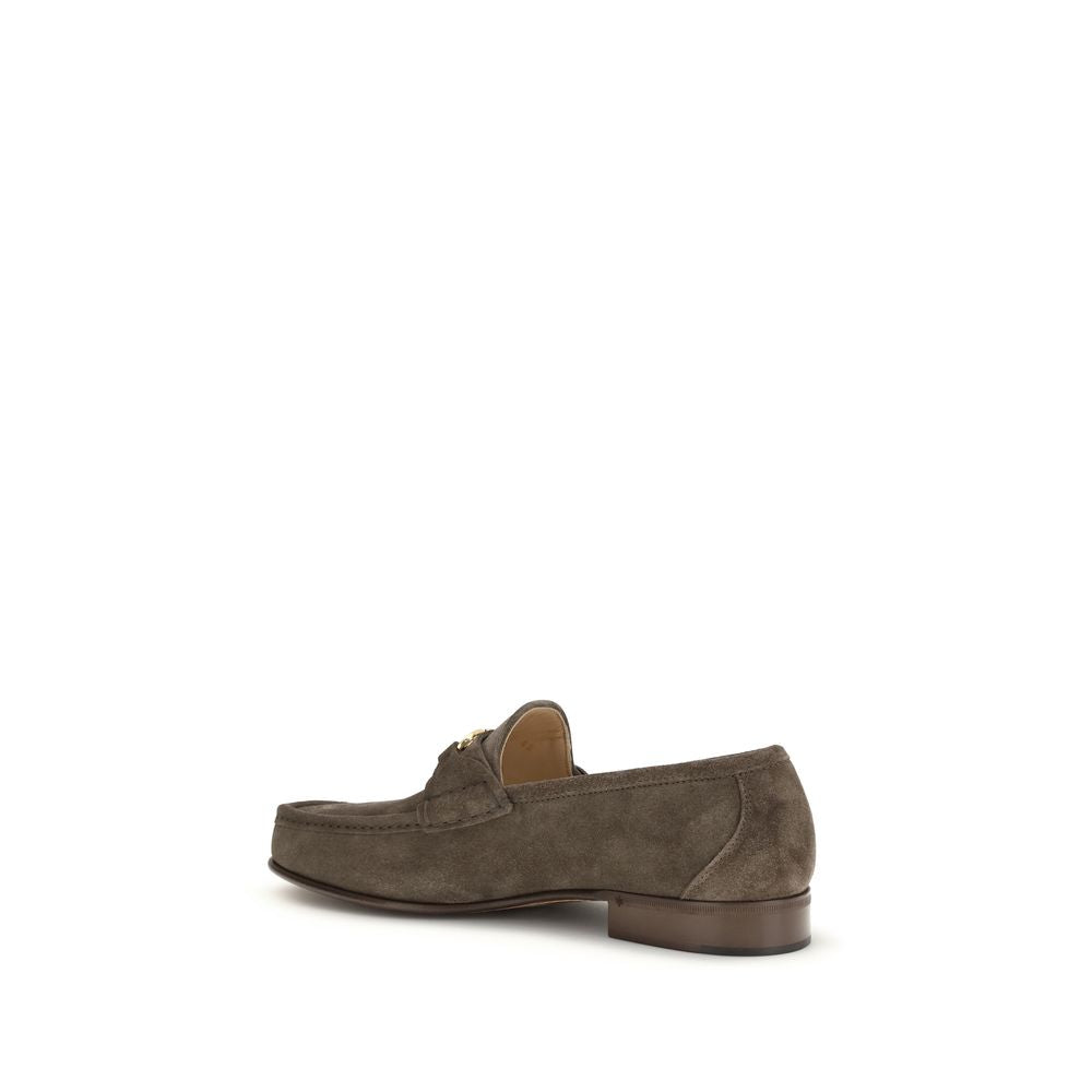 Valentino Garavani Brown Calf Leather VLogo Signature Slip-On Loafers