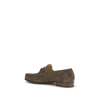 Valentino Garavani Brown Calf Leather VLogo Signature Slip-On Loafers