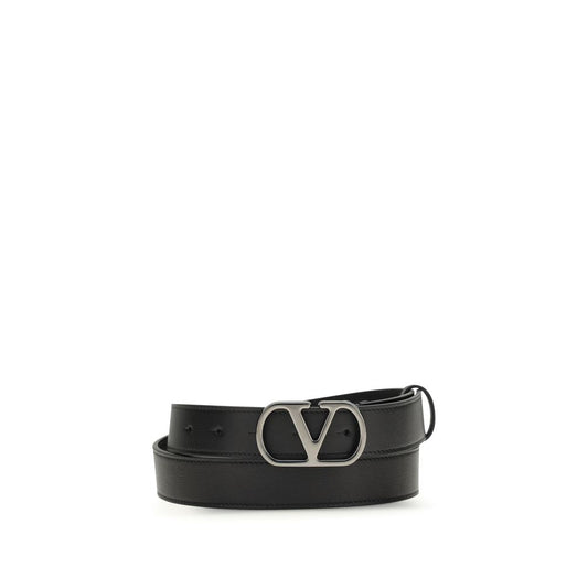 Valentino Garavani Black Calf Leather VLogo Signature Belt