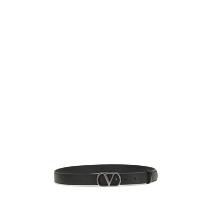 Valentino Garavani Black Calf Leather VLogo Signature Belt