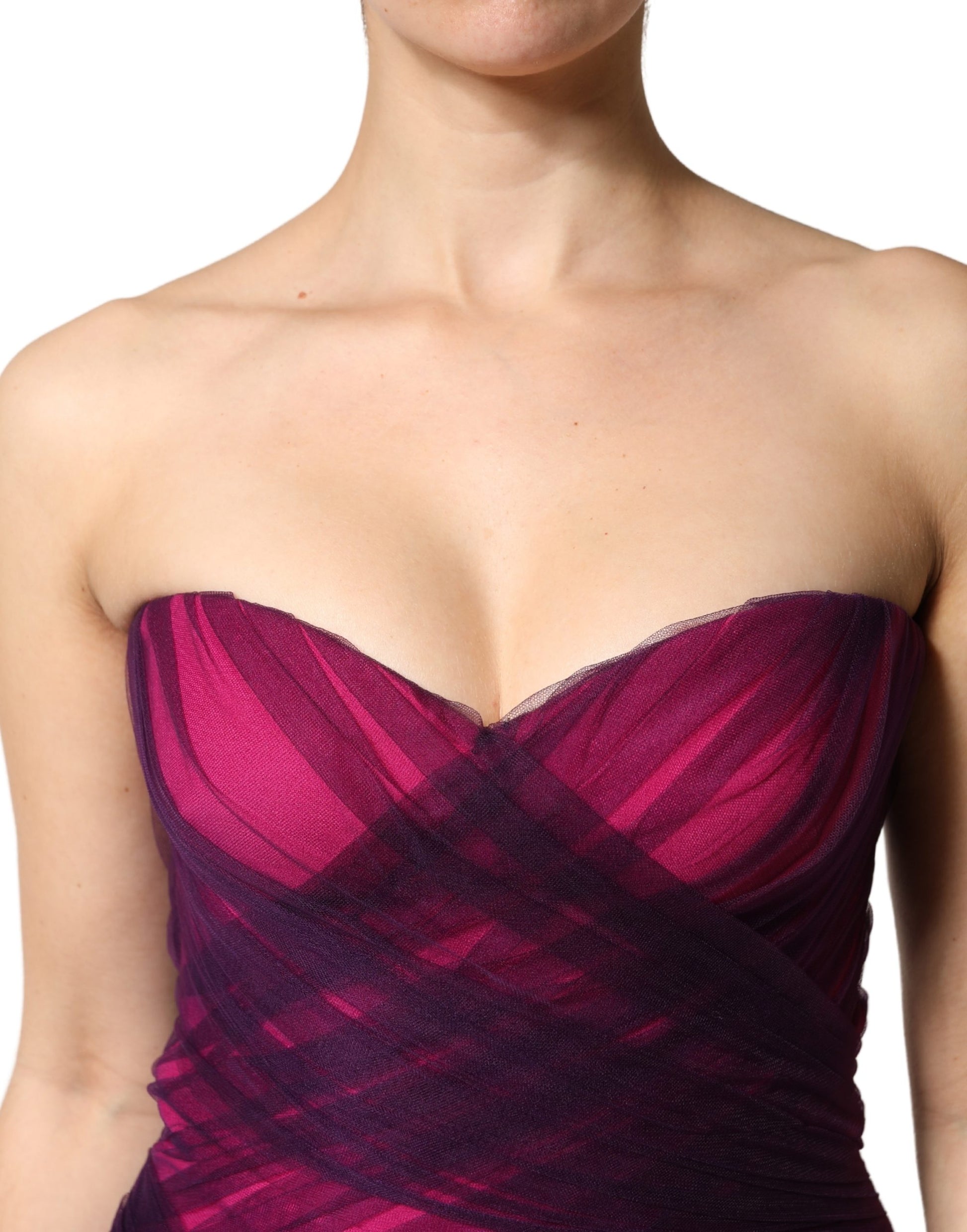 Dolce & Gabbana Pink & Black Ombré Strapless Tulle Mermaid Gown