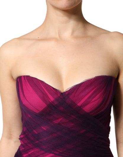 Dolce & Gabbana Pink & Black Ombré Strapless Tulle Mermaid Gown