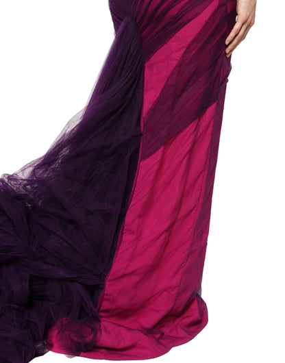 Dolce & Gabbana Pink & Black Ombré Strapless Tulle Mermaid Gown
