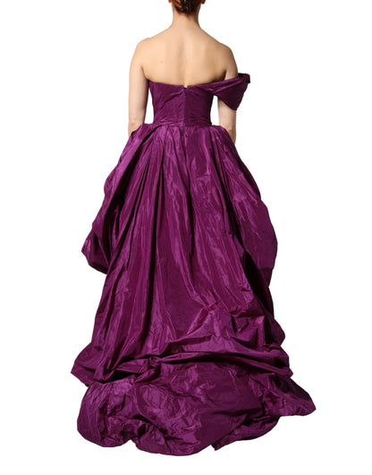 Dolce & Gabbana Purple Strapless Silk Taffeta High-Low Ball Gown