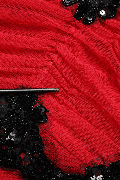 Dolce & Gabbana Red Mesh Trim Bodycon Sheath Midi Dress