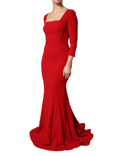 Dolce & Gabbana Red Sheath Bodycon Maxi Mermaid Dress