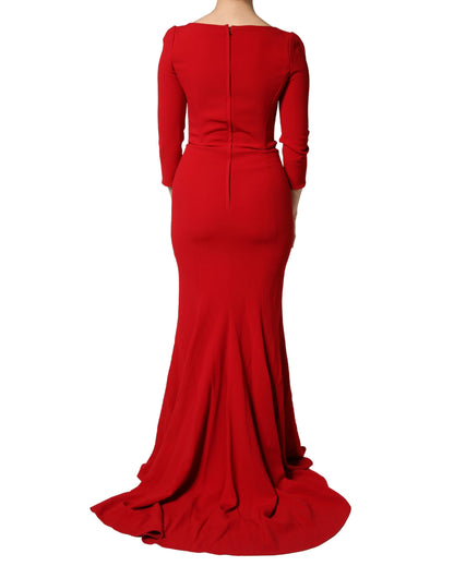 Dolce & Gabbana Red Sheath Bodycon Maxi Mermaid Dress