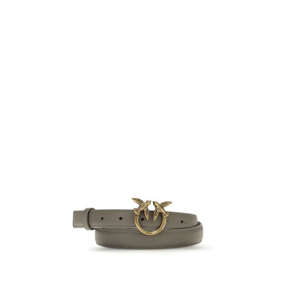 PINKO Grey Calf Leather Love Berry Belt