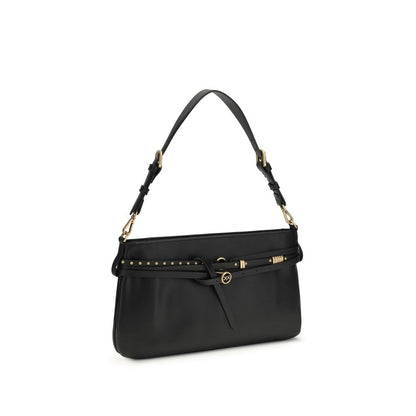 PINKO Black Calf Leather Belt Classic Shoulder Bag
