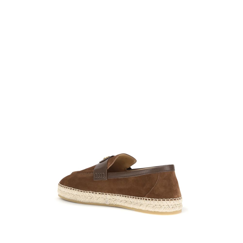 Valentino Garavani Brown Suede Leather Espadrilles