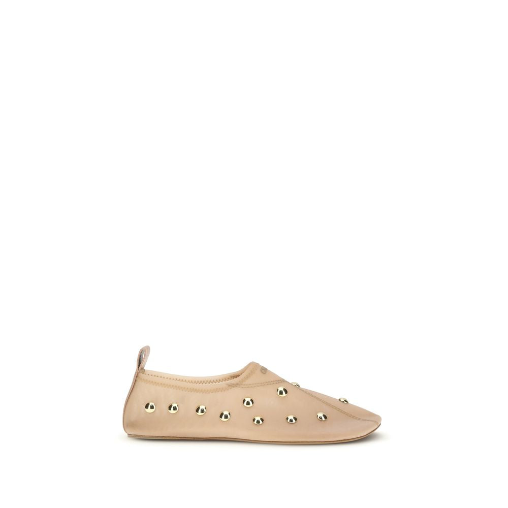 Chloé Nude Beige Rita Studded Mesh Ballet Flats