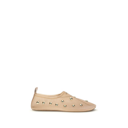 Chloé Nude Beige Rita Studded Mesh Ballet Flats