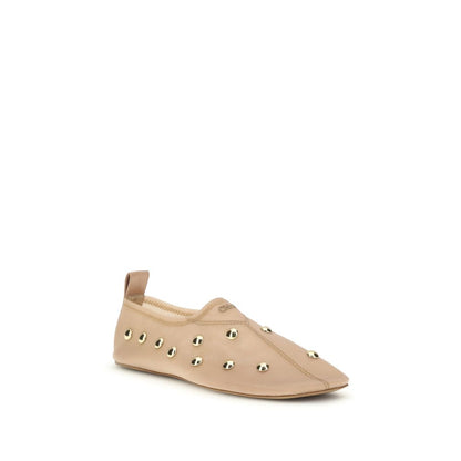 Chloé Nude Beige Rita Studded Mesh Ballet Flats