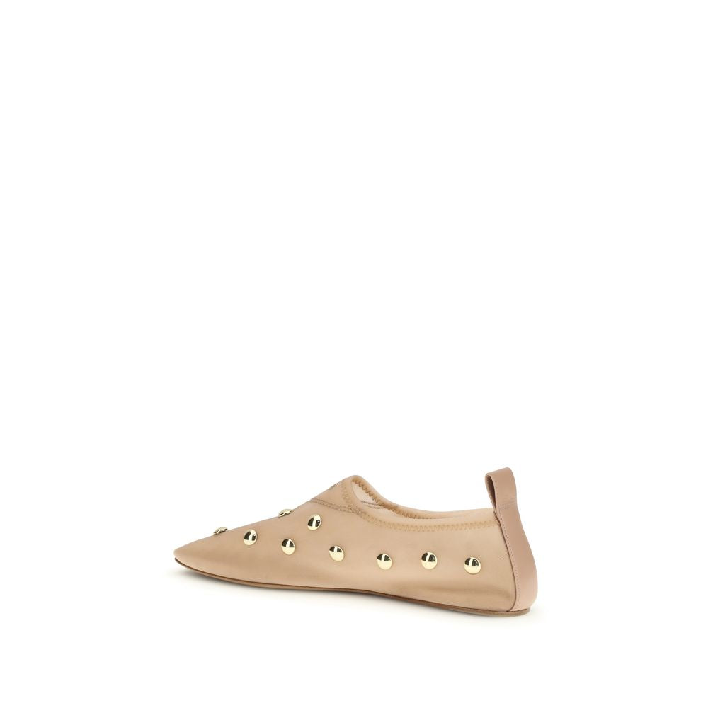 Chloé Nude Beige Rita Studded Mesh Ballet Flats