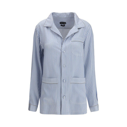 Tom Ford Blue & White Striped Silk Top Sleepwear