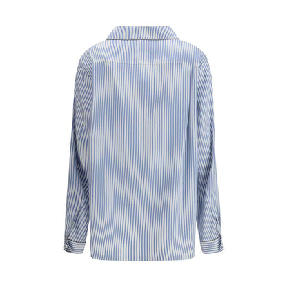 Tom Ford Blue & White Striped Silk Top Sleepwear