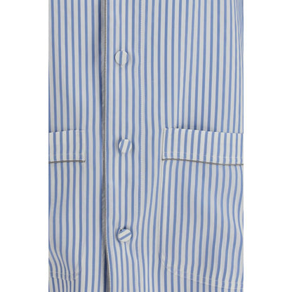 Tom Ford Blue & White Striped Silk Top Sleepwear