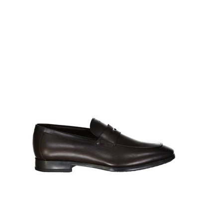 Salvatore Ferragamo Brown Leather Slip-On Loafers for Men