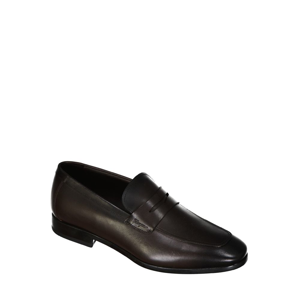 Salvatore Ferragamo Brown Leather Slip-On Loafers for Men
