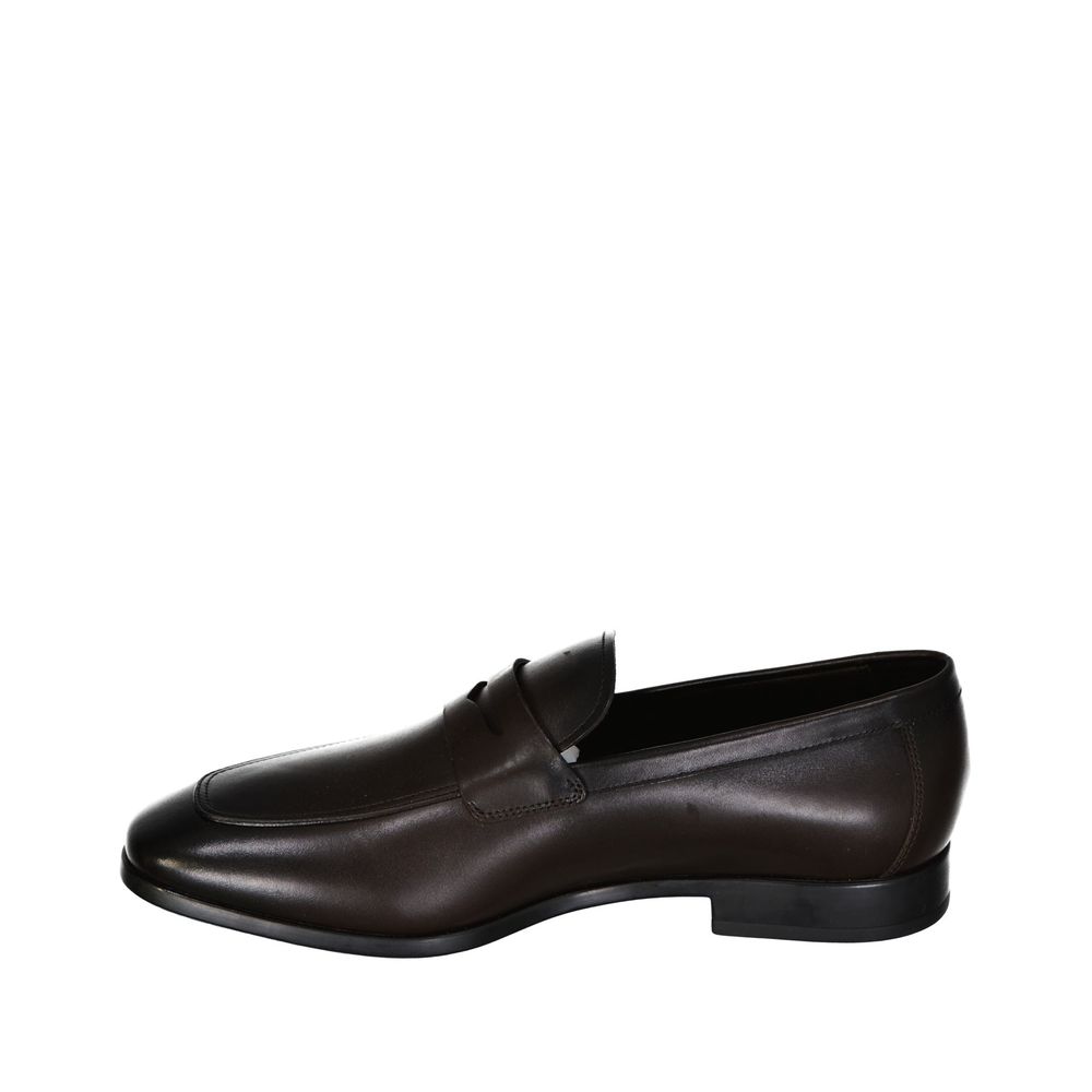 Salvatore Ferragamo Brown Leather Slip-On Loafers for Men