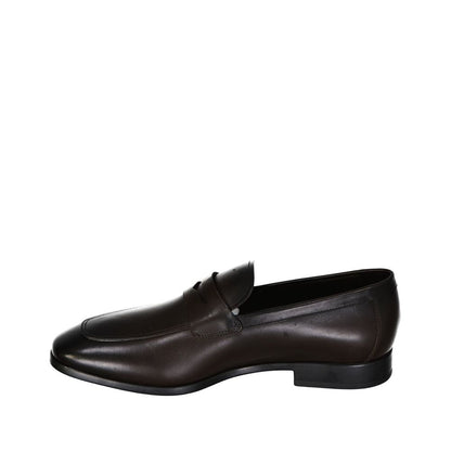 Salvatore Ferragamo Brown Leather Slip-On Loafers for Men