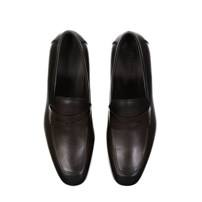 Salvatore Ferragamo Brown Leather Slip-On Loafers for Men