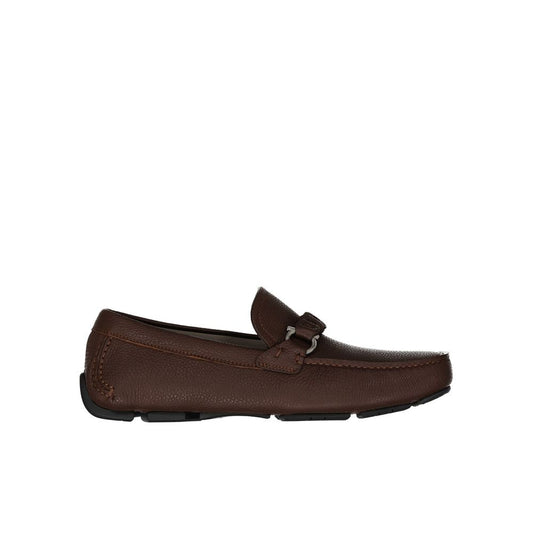 Salvatore Ferragamo Brown Calfskin Slip-On Loafers for Men