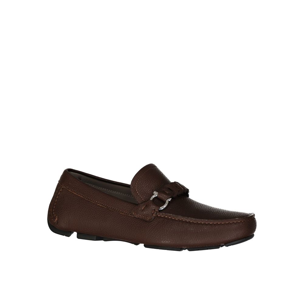 Salvatore Ferragamo Brown Calfskin Slip-On Loafers for Men