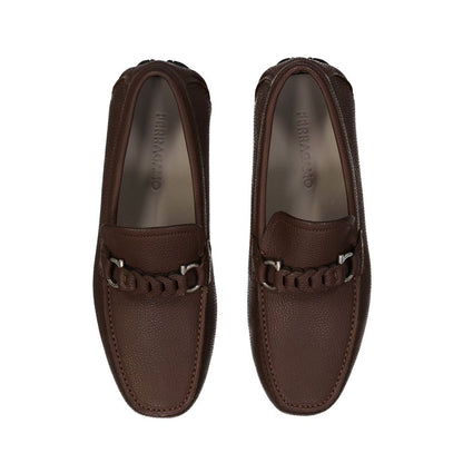 Salvatore Ferragamo Brown Calfskin Slip-On Loafers for Men