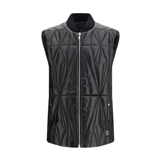 Moncler x Rick Owens Black Lamb Leather Geocamo Flight Nappa Leather Gilet
