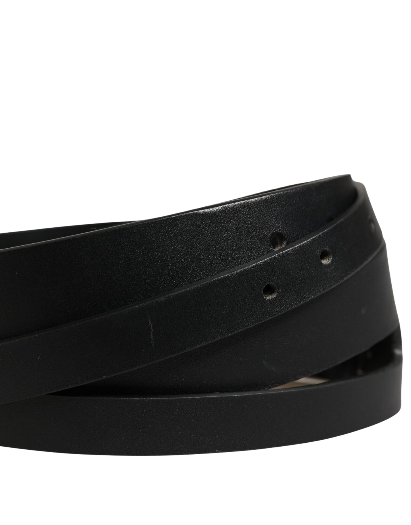 Dolce & Gabbana Black Double Strap Leather Silver Buckle Belt