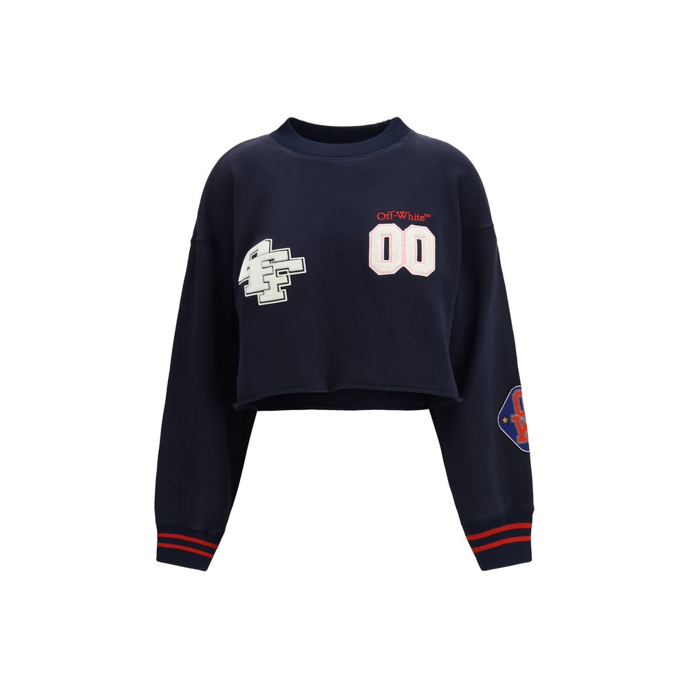 Off-White Blue Cotton Sweatshirt - Royal Patch Cropped Sweatshirt