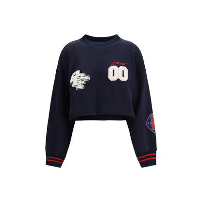 Off-White Blue Cotton Sweatshirt - Royal Patch Cropped Sweatshirt