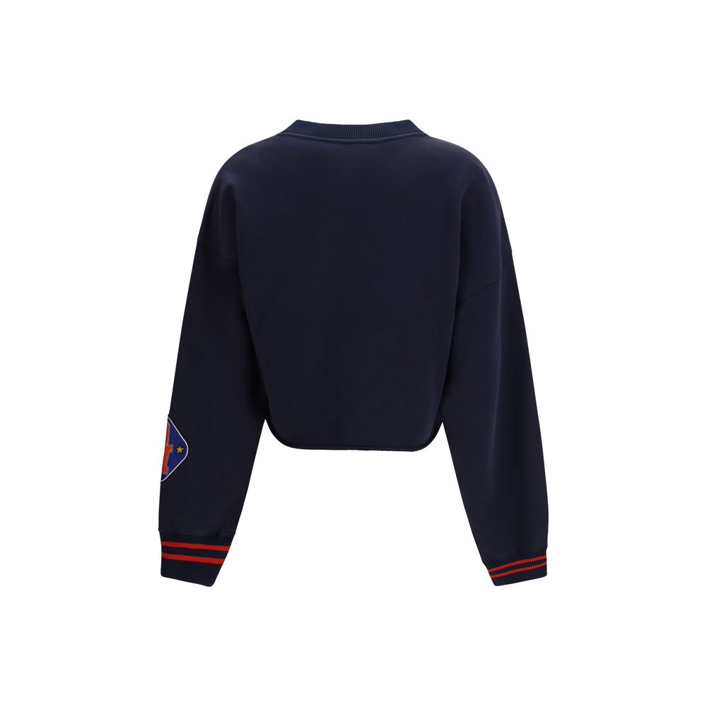 Off-White Blue Cotton Sweatshirt - Royal Patch Cropped Sweatshirt