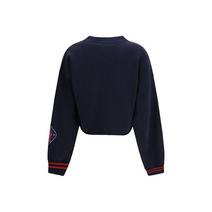Off-White Blue Cotton Sweatshirt - Royal Patch Cropped Sweatshirt